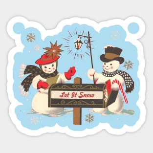 1980s Old fashion Christmas Winter Let it snow cute Snowman Sticker